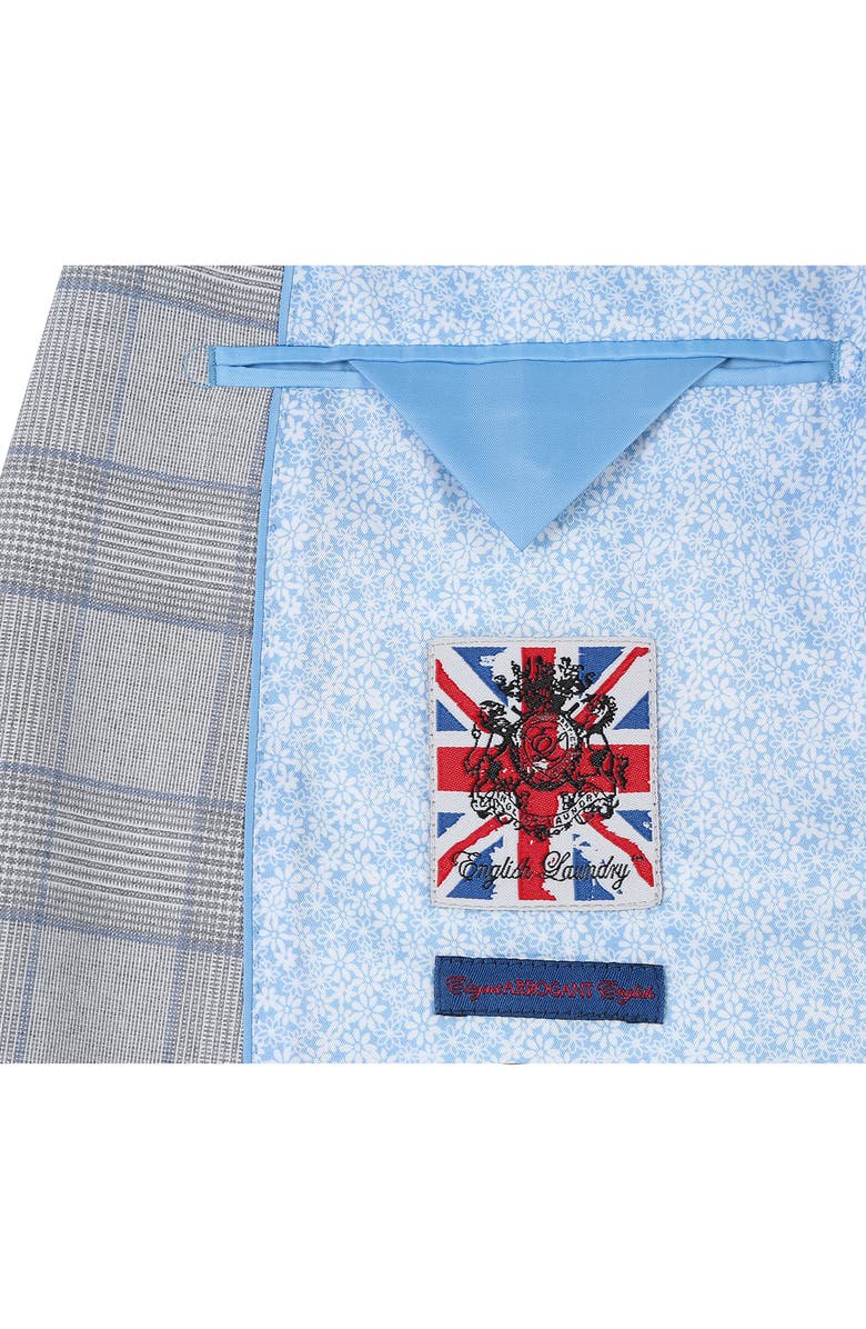 English Laundry Plaid Trim Fit Peak Lapel Two-Piece Suit, Alternate, color, Gray