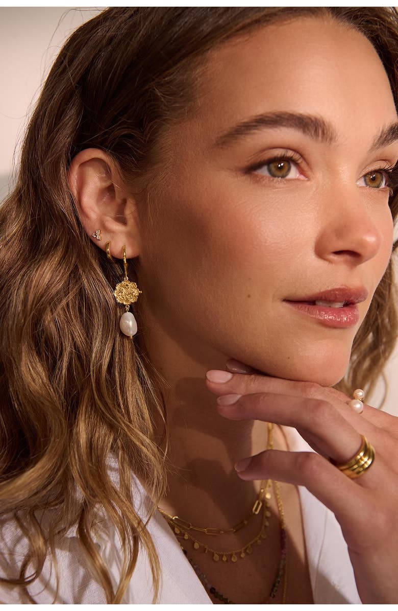 Murkani Loved Always Pearl Earrings, Alternate, color, Yellow Gold