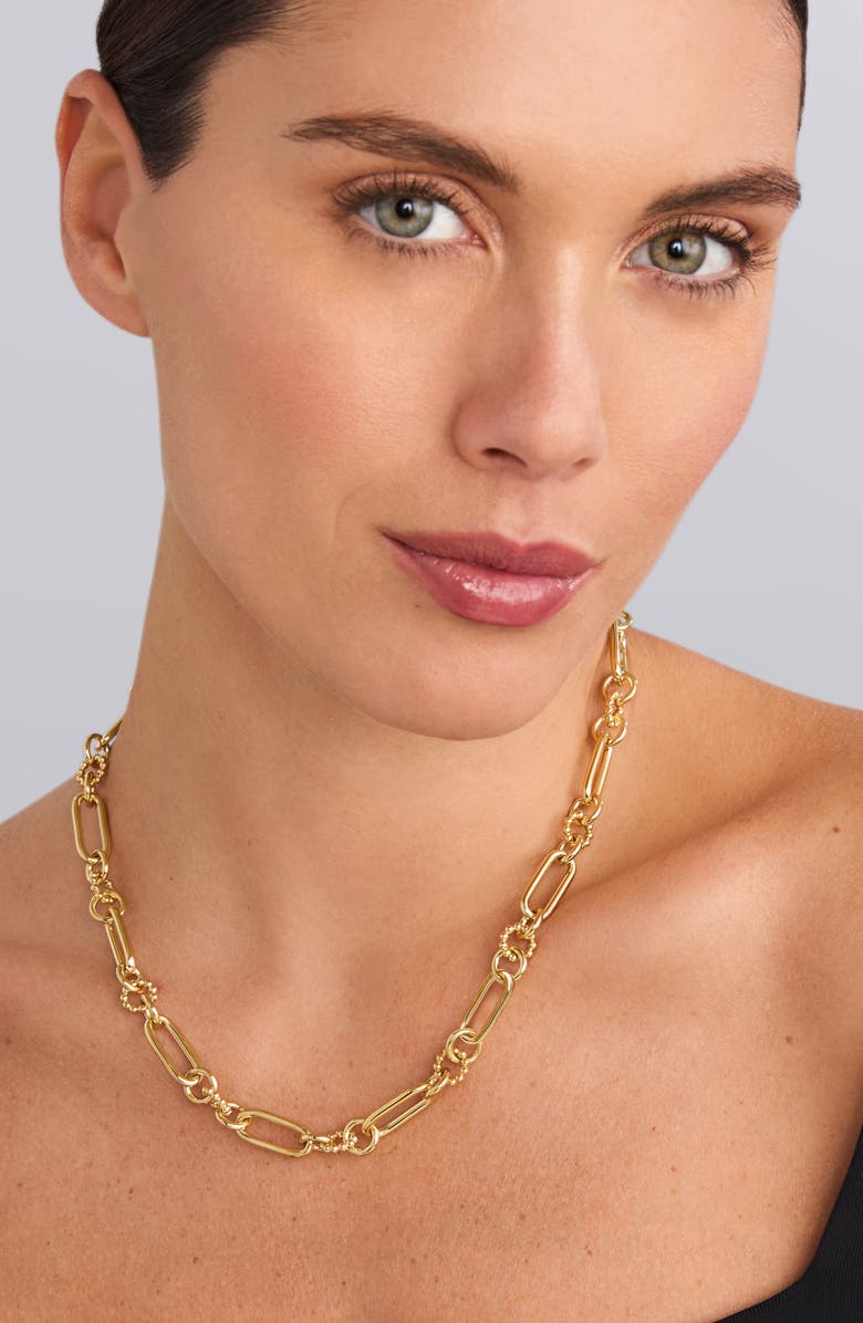 LAGOS Signature Caviar Fluted Link Toggle Necklace, Alternate, color, Gold