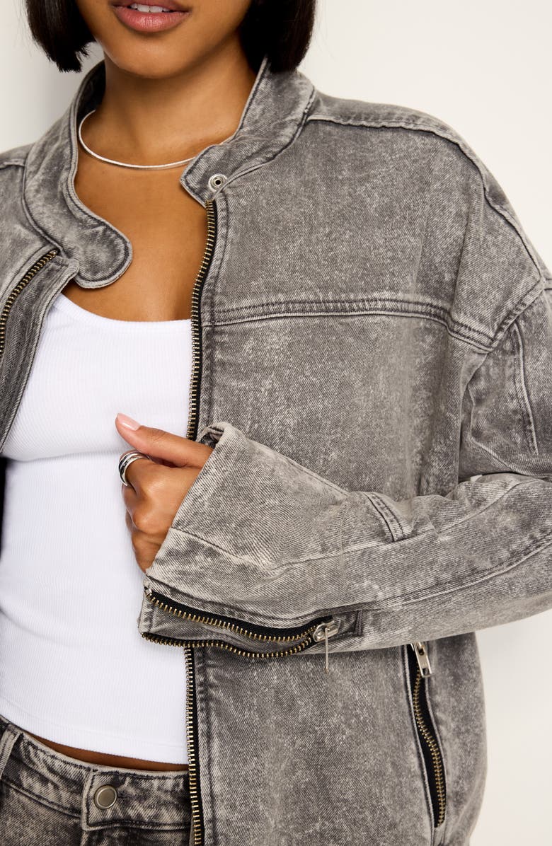 Good American Oversize Denim Moto Jacket, Alternate, color, 