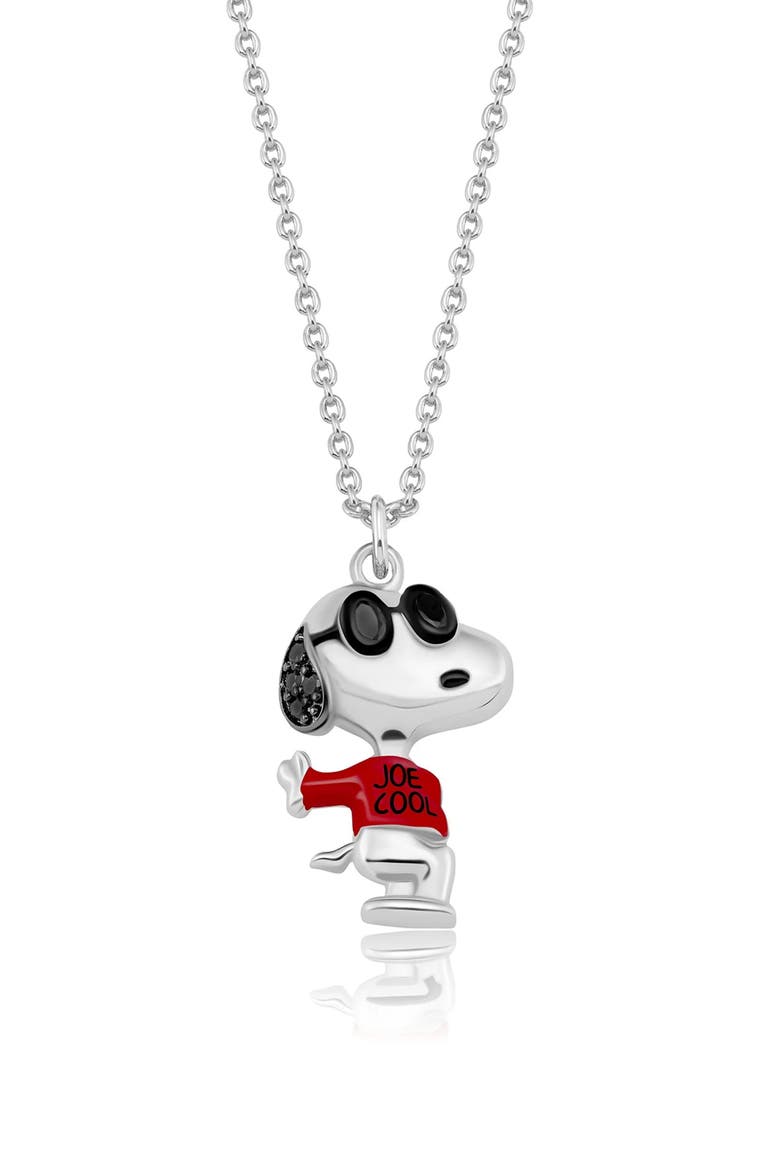 x Peanuts® Joe Cool Pendant Necklace, Main, color, PURE PLATINUM / CLEAR STONE
