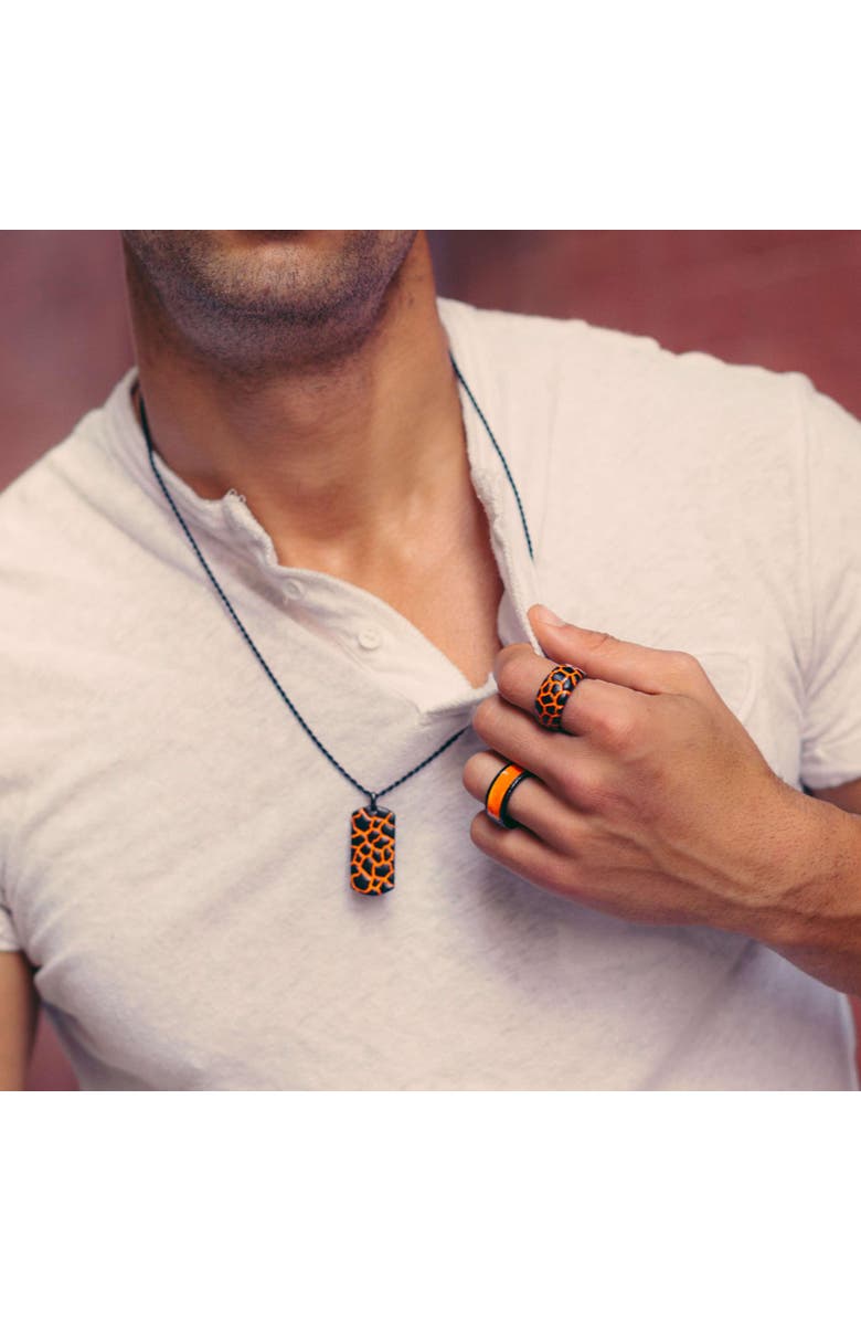 LuvMyJewelry Earth Fire Silver & Enamel Tag Necklace, Alternate, color, Dark Grey