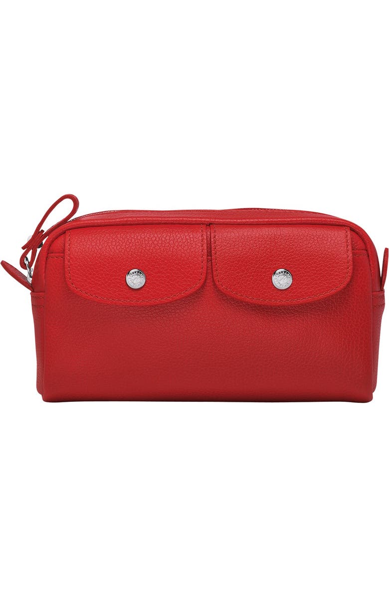 Longchamp Le Foulonne Wide Cosmetic Bag, Main, color, Red Orange