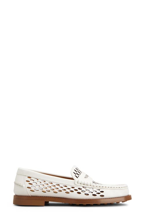 Tod's Perforated Leather Driver Penny Loafers In Bianco Calce