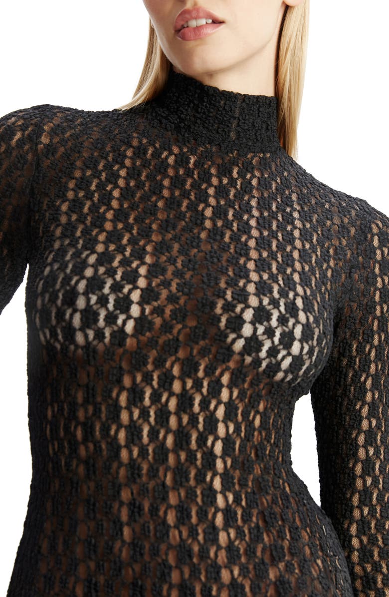 Bardot Vezza Floral Mesh Bodysuit, Alternate, color, Black