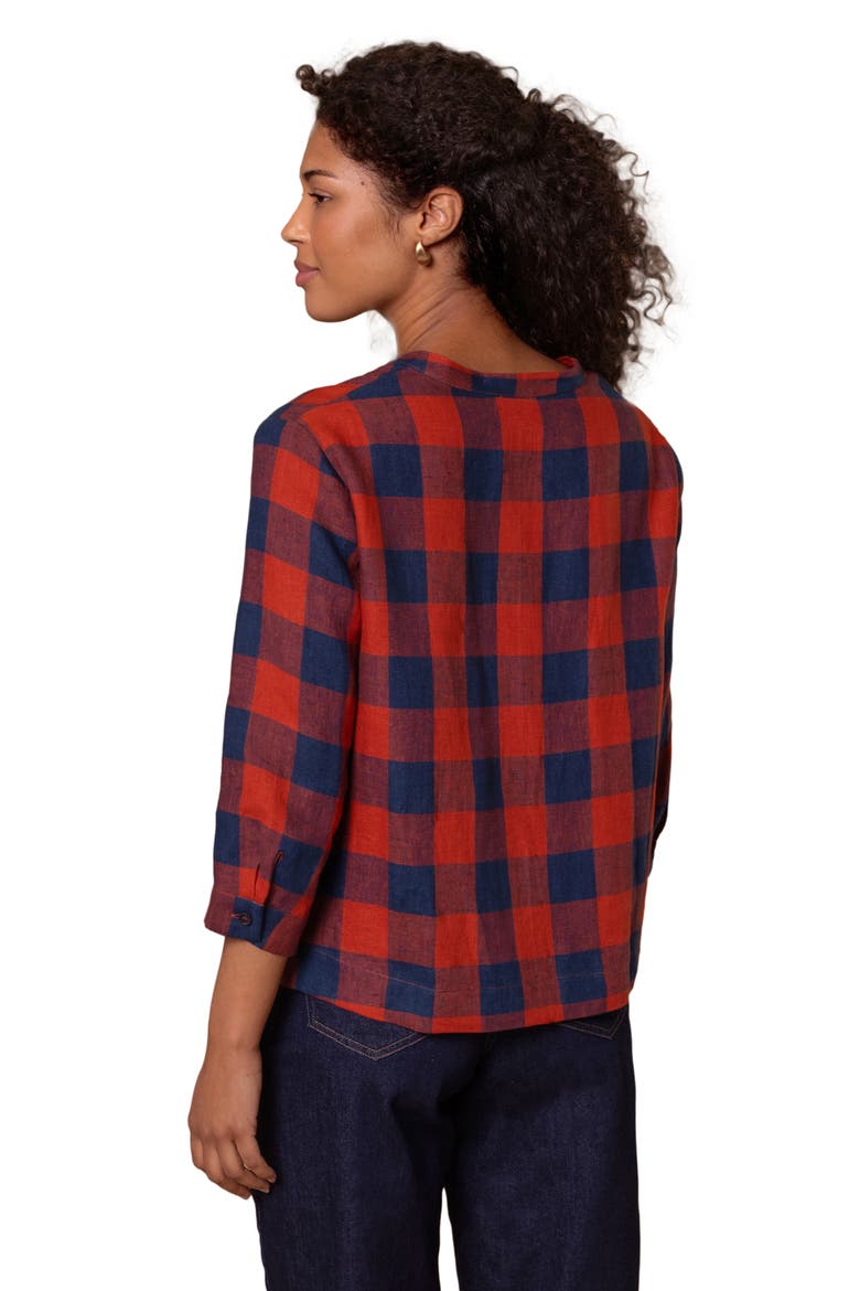 Check Swing Blouse, Alternate, color, RUST / NAVY CHECK