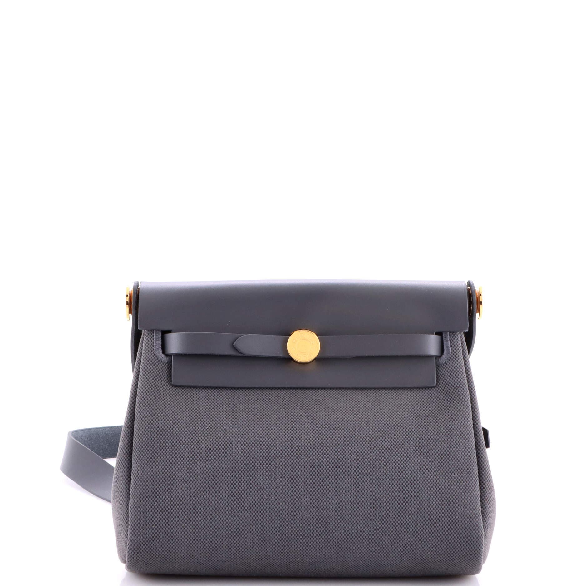 Pre-Owned Hermes Herbag Zip Toile and Leather 20, Main, color, Gris Misty