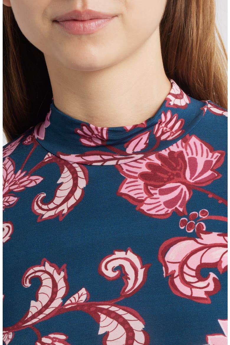 Flower Delicacy Ruched Jersey Top, Alternate, color, DARK BLUE