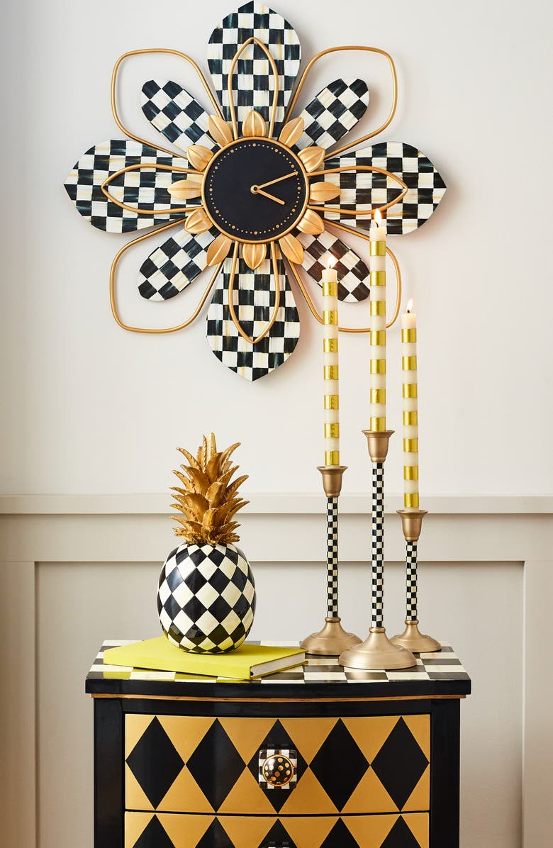 MACKENZIE CHILDS Courtly Check Small Candleholder, Alternate, color, Black/ White