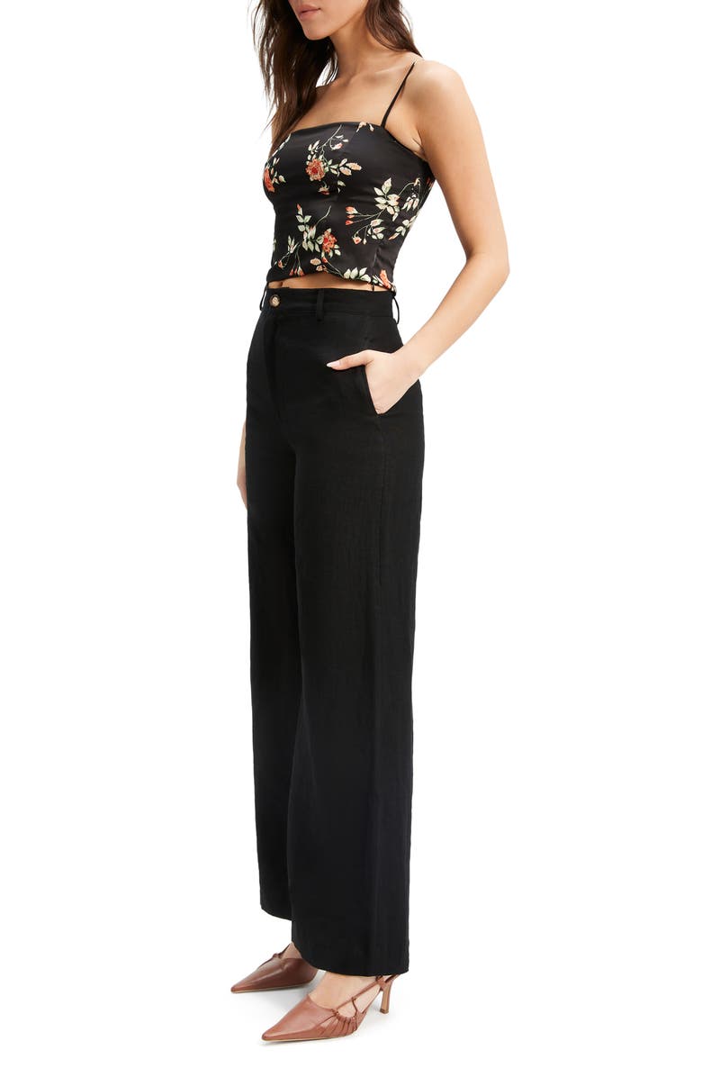 Bardot Sansa Floral Satin Crop Camisole, Alternate, color, Black Floral