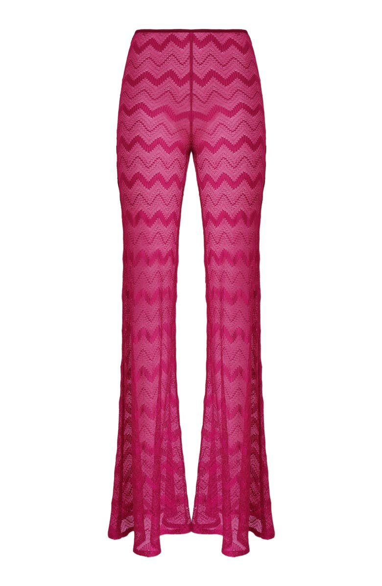 Missoni Flare Cover-up Trousers In Zig Zag Lamé Viscose, Alternate, color, Purple