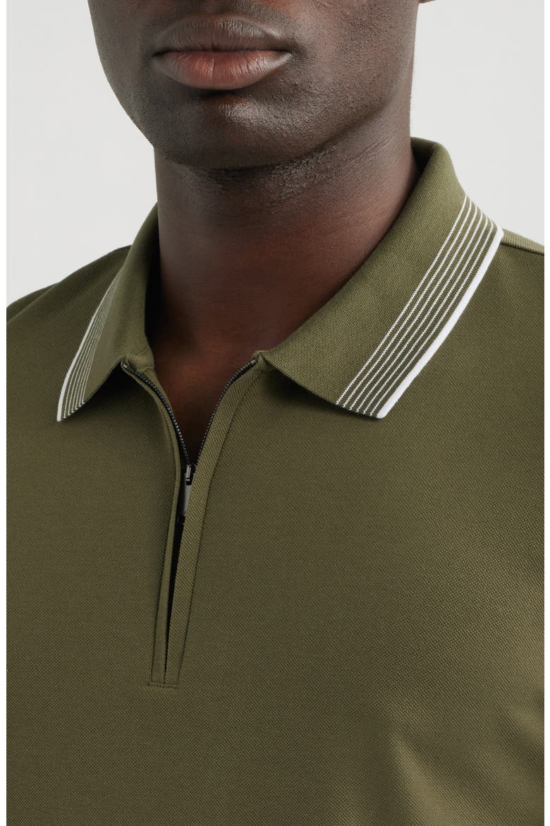 Paras Quarter Zip Cotton Polo, Alternate, color, OLIVE GREEN