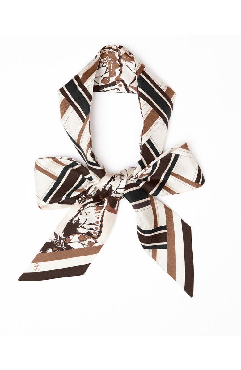 Lost Pattern x Leatherology Silk Twill Skinny Scarf, Alternate, color, Neutral