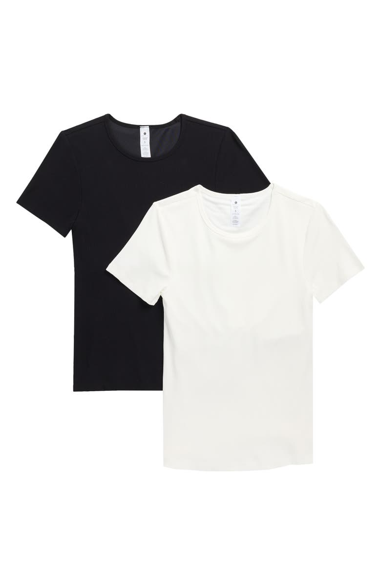 YOGALICIOUS Tara Heavenly 2-Pack Rib T-Shirts, Main, color, Sugar Swizzle/ Black