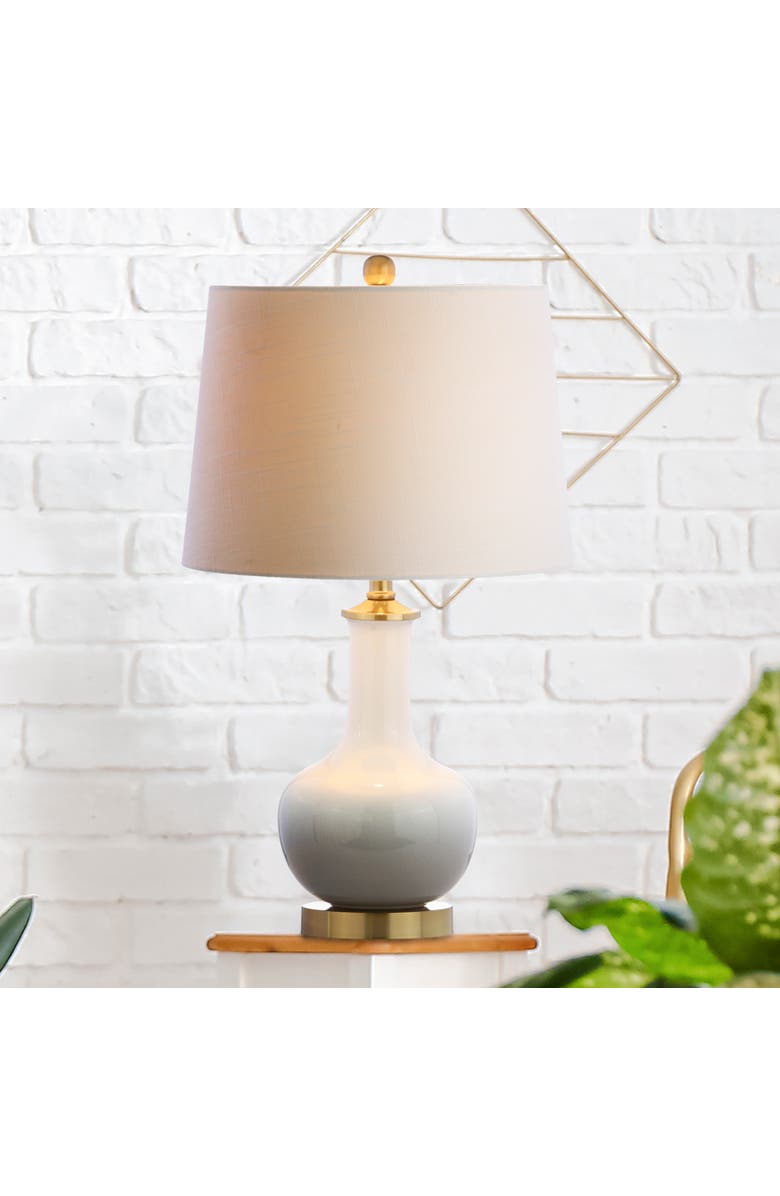 JONATHAN Y Gradient Ceramic/Brass LED Table Lamp, Main, color, White/Gray