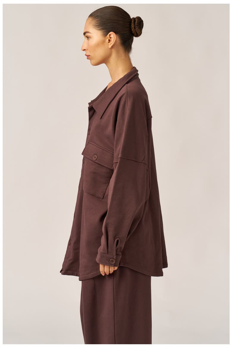 Cozy Coast Airport Button Up Shacket, Alternate, color, Brown