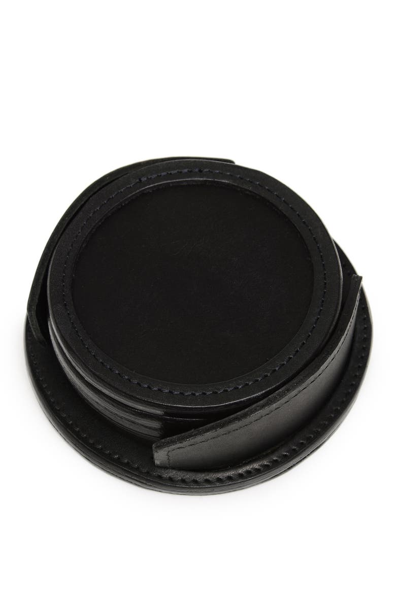 Frost Leather Coaster Set, Alternate, color, Black