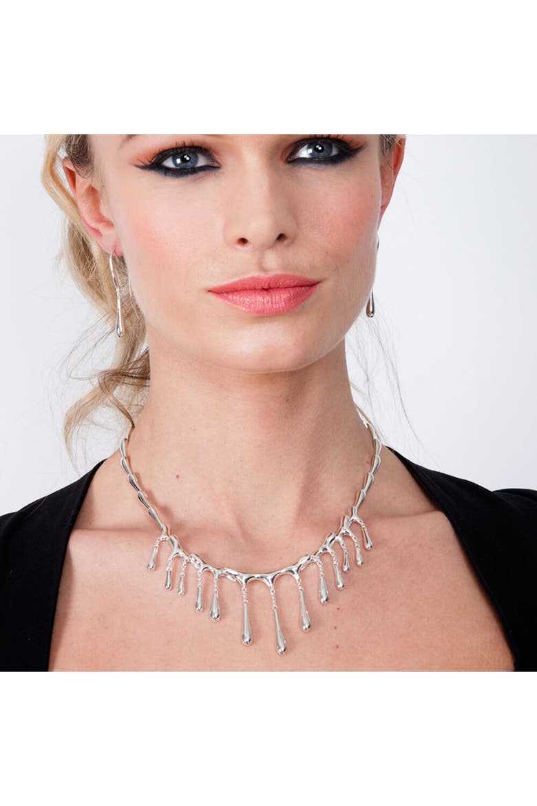 Short Multi Drop Necklace, Alternate, color, Sterling Silver