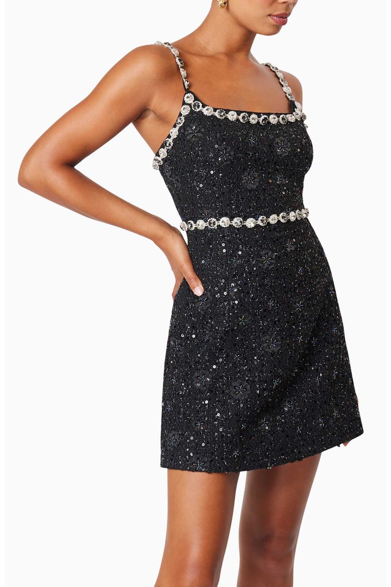 Adeline Tweed Minidress, Alternate, color, BLACK