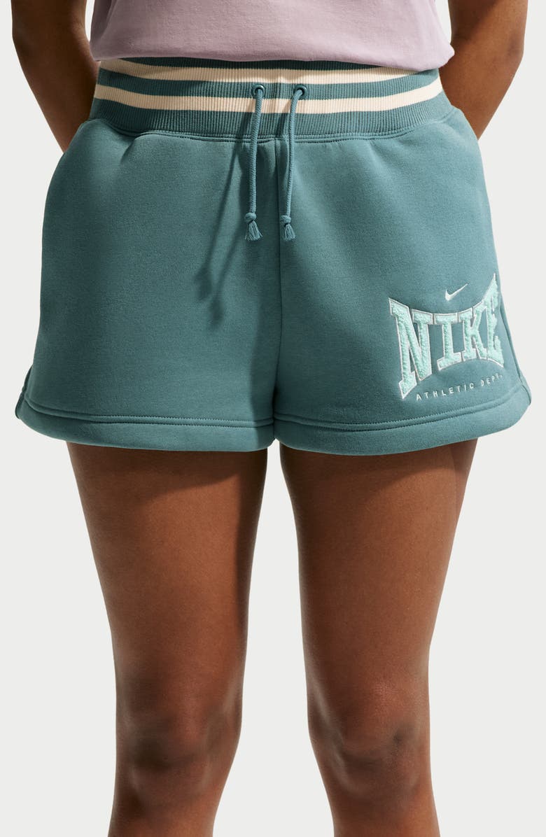 Nike Mineral High Waist Cotton Blend Shorts, Alternate, color, Mineral Slate/ Barely Green