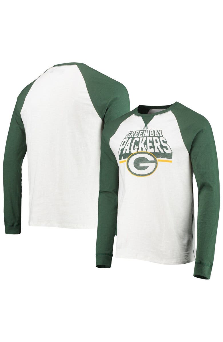 Junk Food Men's Junk Food White/Green Bay Packers Colorblock Raglan Long Sleeve T-Shirt, Main, color, White