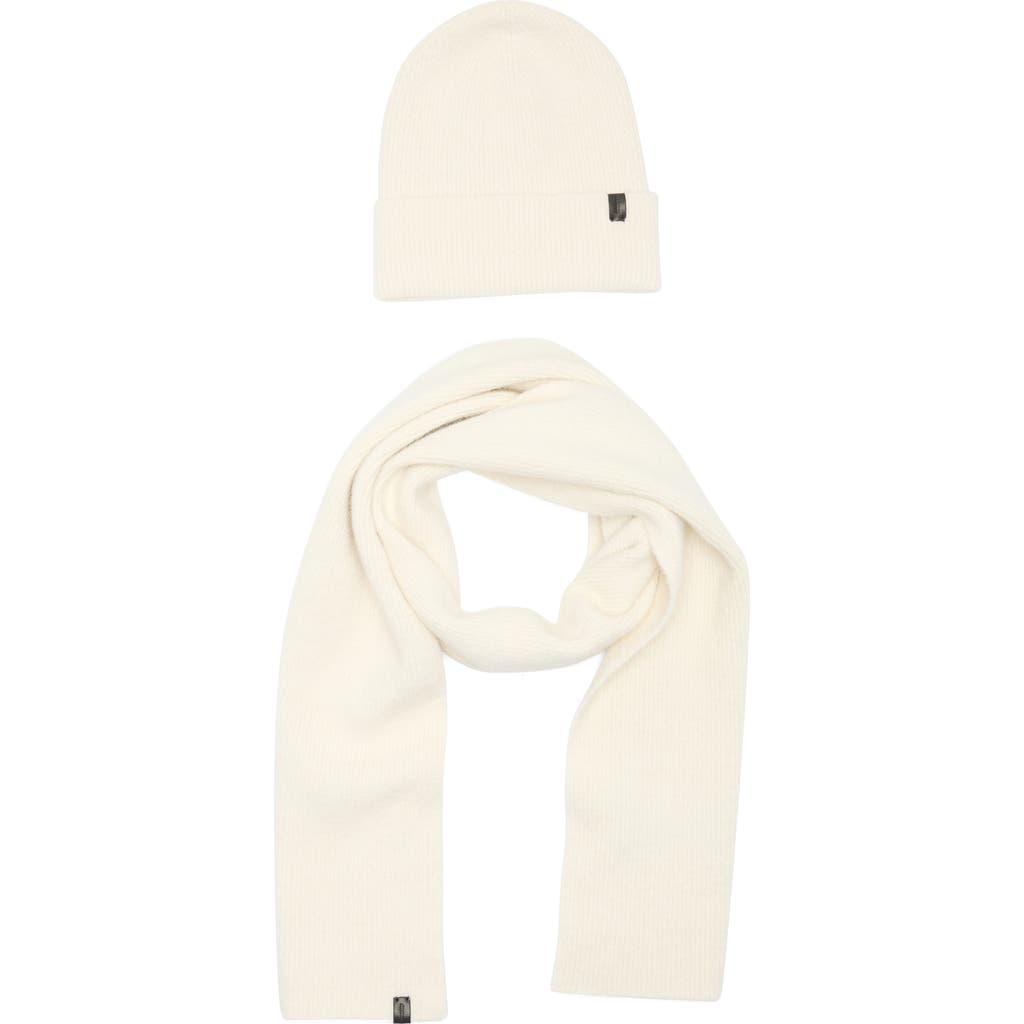 Allsaints Fuzzy Beanie & Scarf Gift Set In Neutral