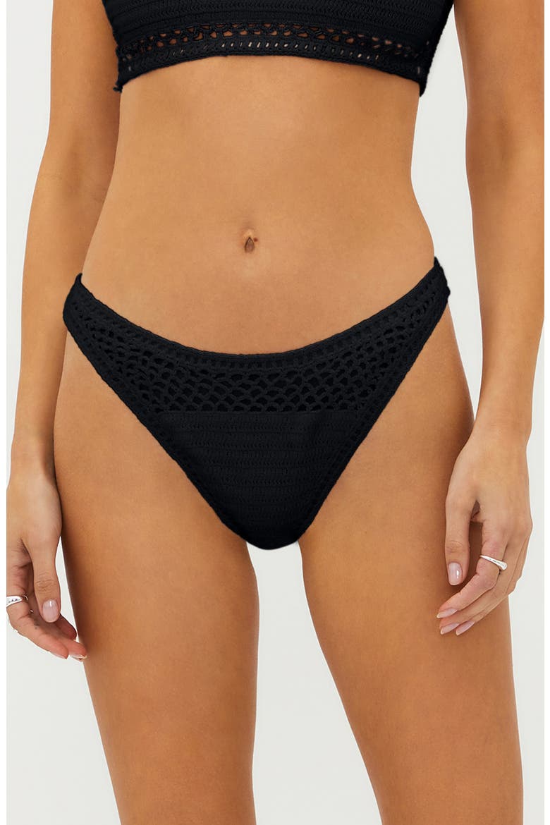 Kaylin High Cut Crochet Bikini Bottoms, Main, color, BLACK
