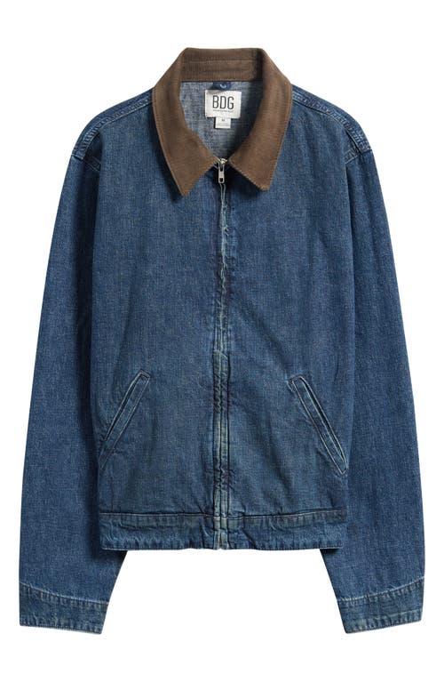 Bdg Urban Outfitters Denim Harrington Jacket With Corduroy Collar In Blue