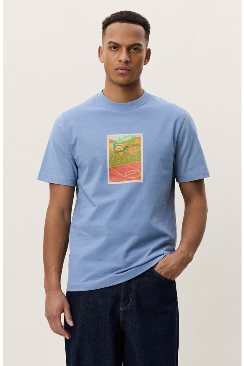 Court Organic Cotton Graphic T-Shirt, Alternate, color, FADED DENIM BLUE
