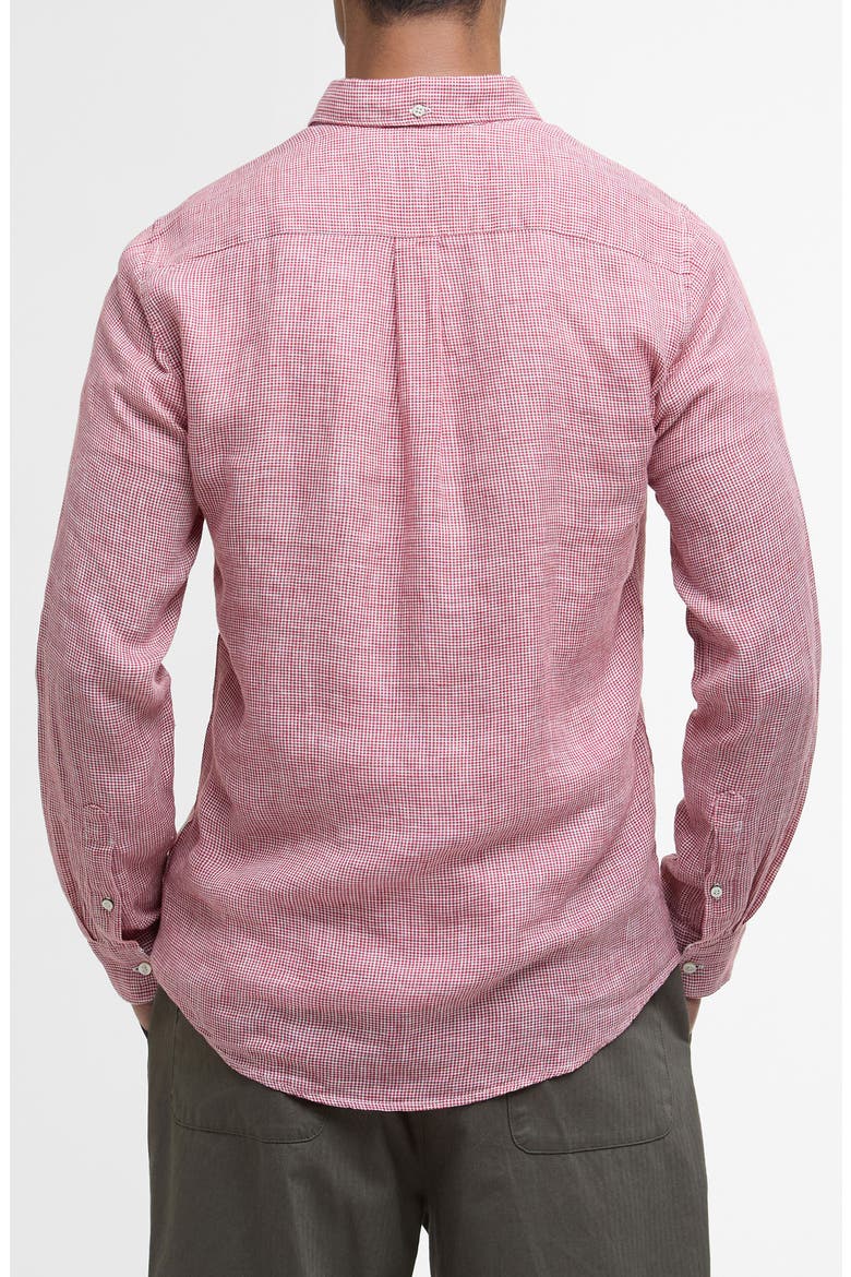 Linton Regular Fit Microcheck Linen Button-Down Shirt, Alternate, color, RED SPICE
