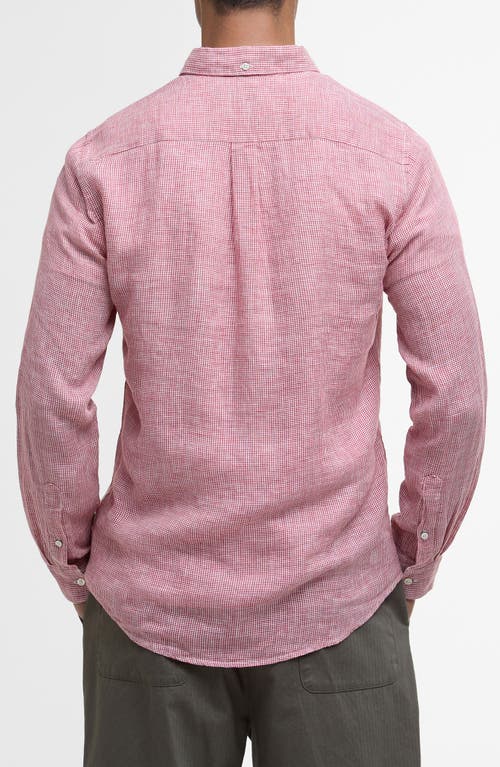 Barbour Linton Regular Fit Microcheck Linen Button-down Shirt In Red Spice