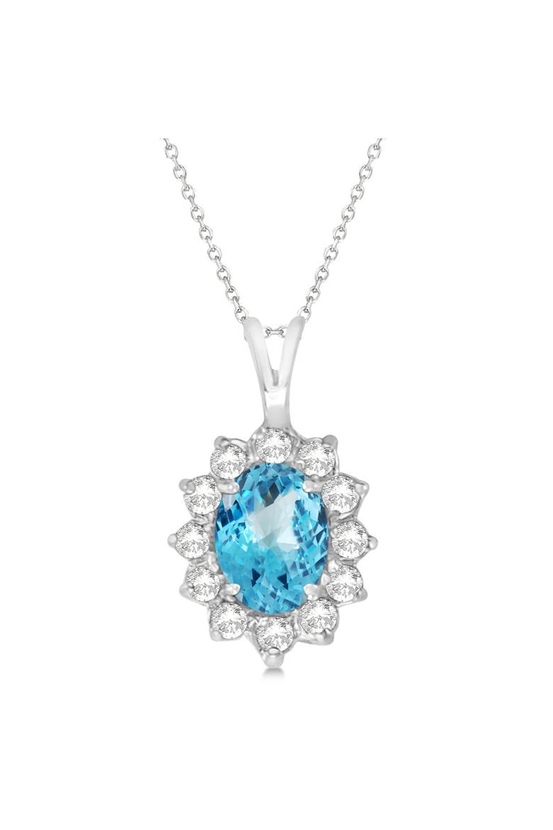 Blue Topaz & Diamond Accented Pendant Necklace 14k, Main, color, 1.70ct/White Gold