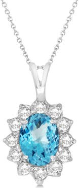 ALLUREZ Blue Topaz & Diamond Accented Pendant Necklace 14k