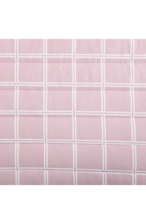 City Scene Grid Microfiber Quilt & Shams Set In Pink