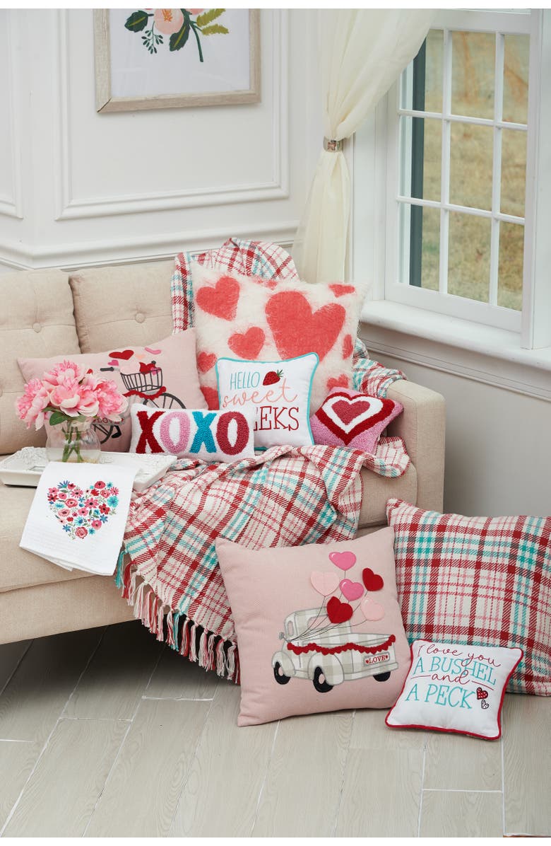 C&F Home Heart Balloons Love Truck Embroidered Valentine's Day Accent Throw Pillow 18" x 18", Alternate, color, Pink