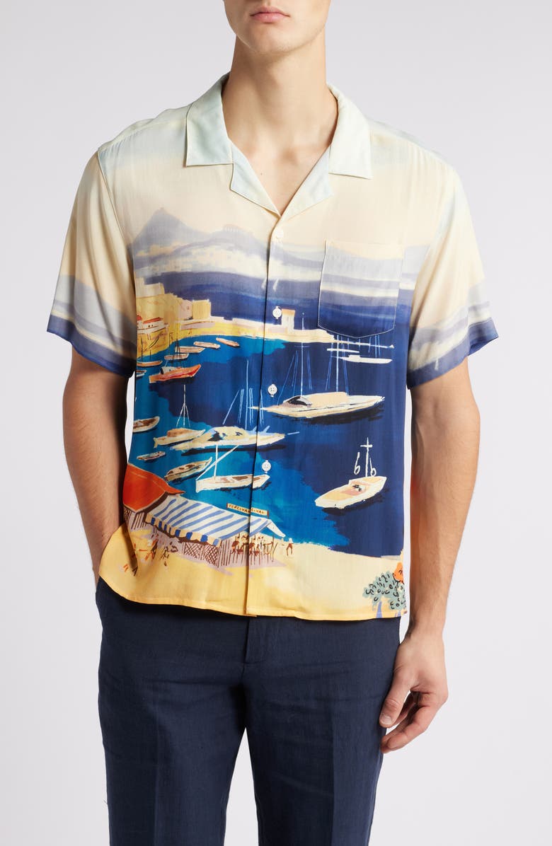 Percival Symi Cove Camp Shirt, Main, color, Ecru