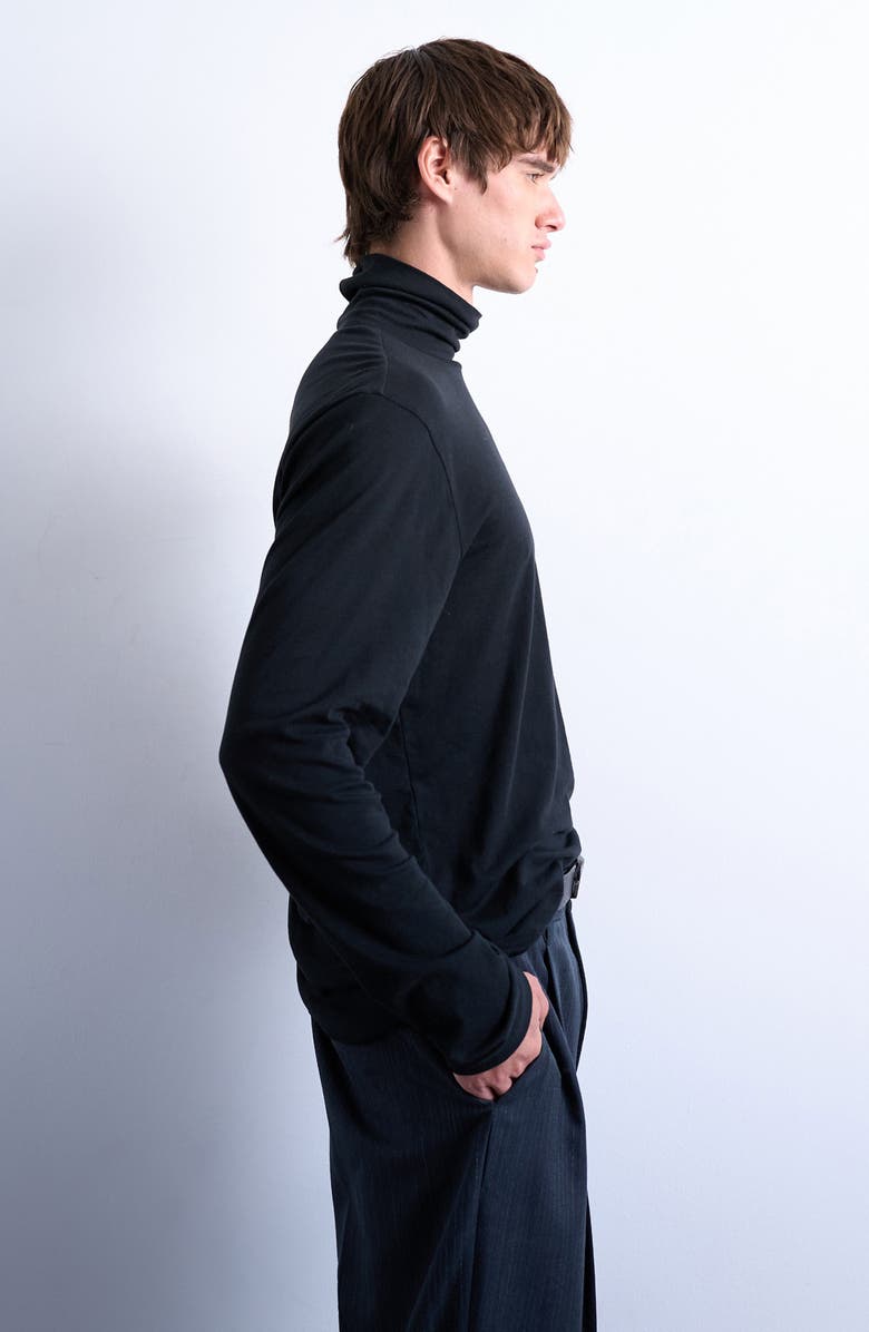 Topman Turtleneck Long Sleeve Top, Alternate, color, Black