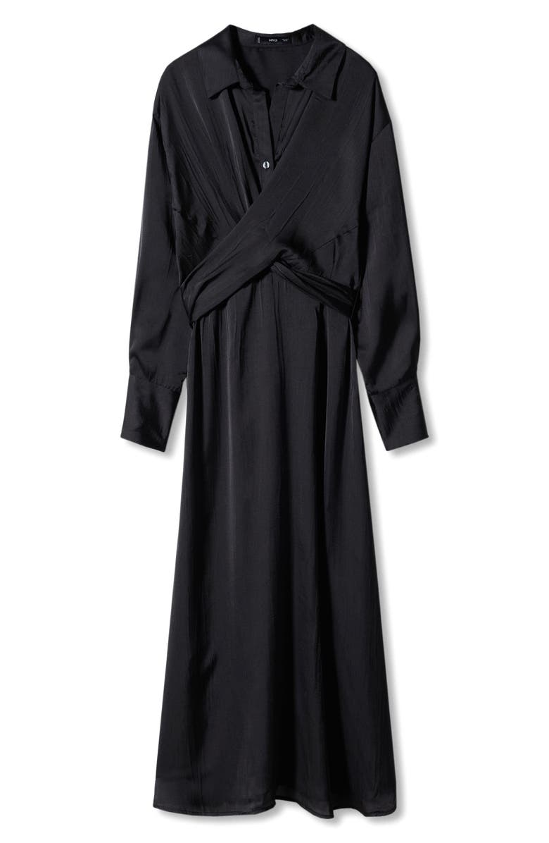 MANGO Long Sleeve Button-Up Midi Dress, Alternate, color, 