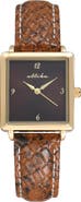 Ettika Square Case Leather Strap Watch