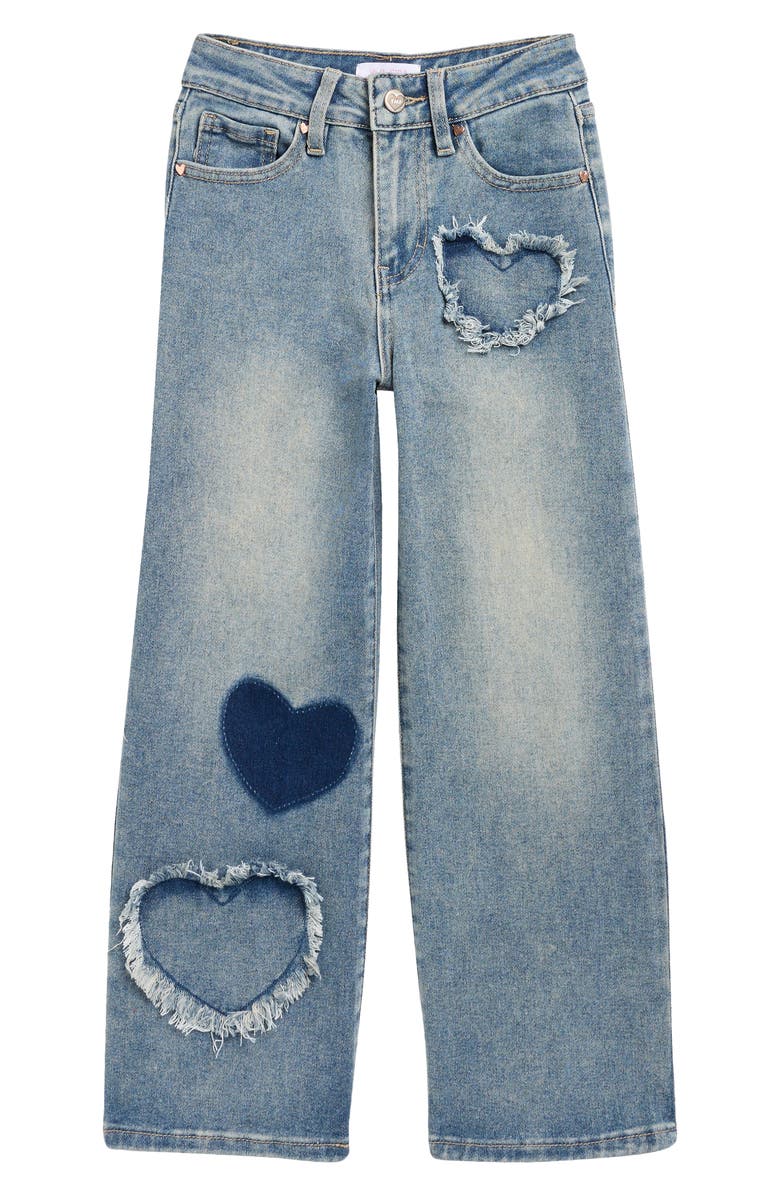YMI Kids' Heart Patch Wide Leg Jeans, Main, color, Medium