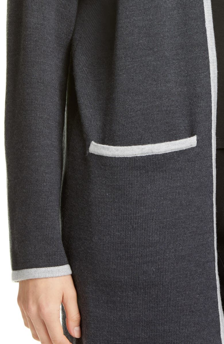 Eileen Fisher Contrast Border Merino Wool Cardigan, Alternate, color,