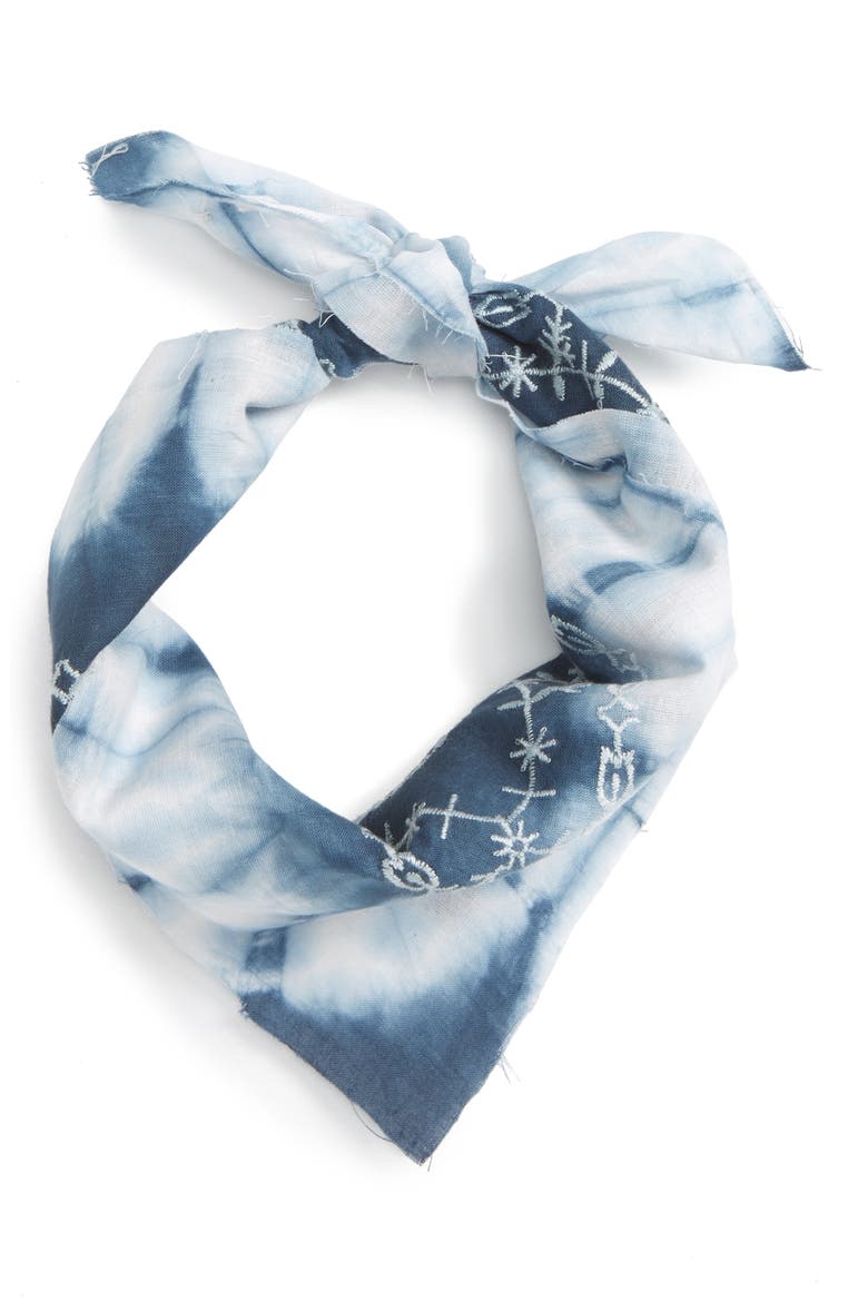 Embroidered Bandana, Main, color, CHAMBRAY/ BLUE