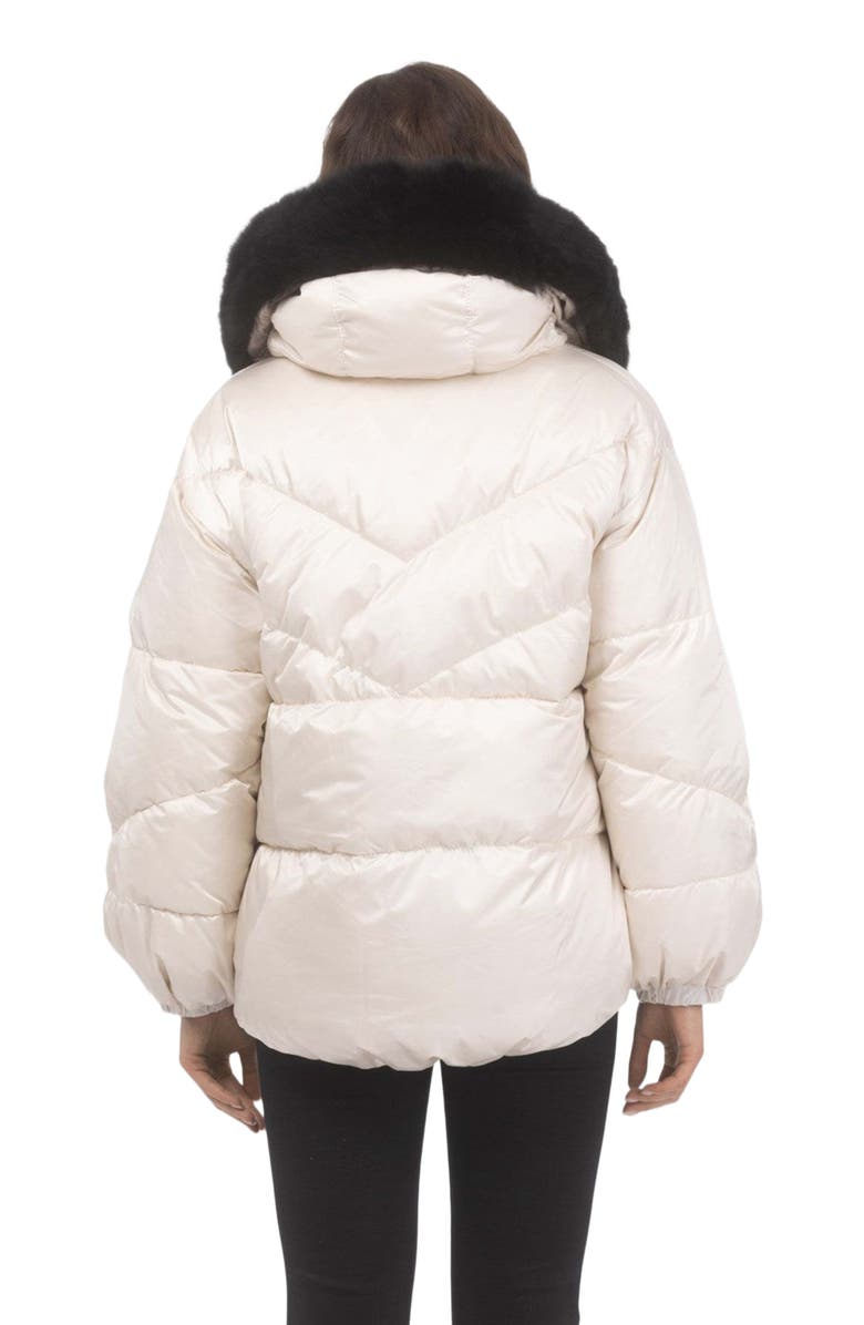 GORSKI Apres-Ski High-Low Jacket With Detachable Trim, Alternate, color, Champagne/Black