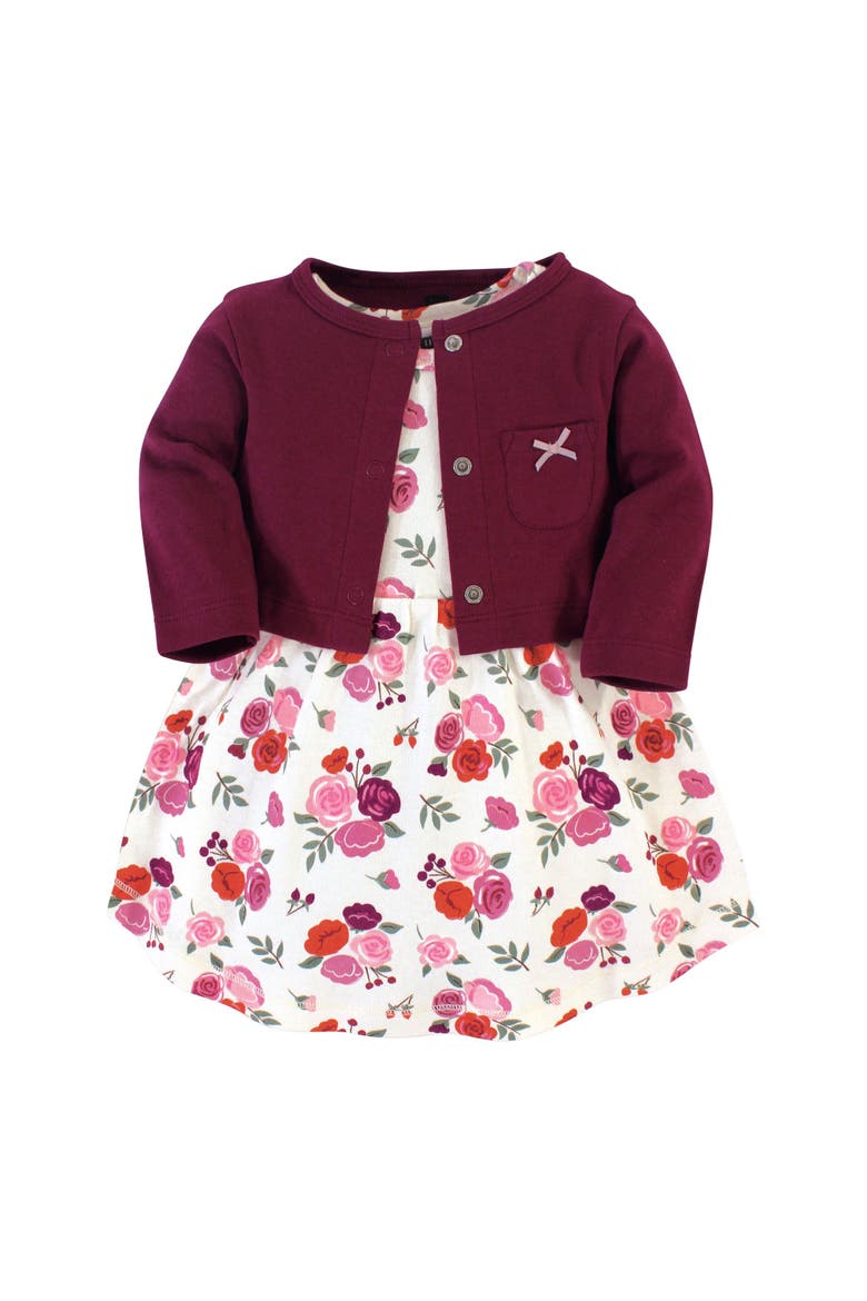 Coordinated Cotton Dress And Cardigan Duo, Main, color, Fall Floral