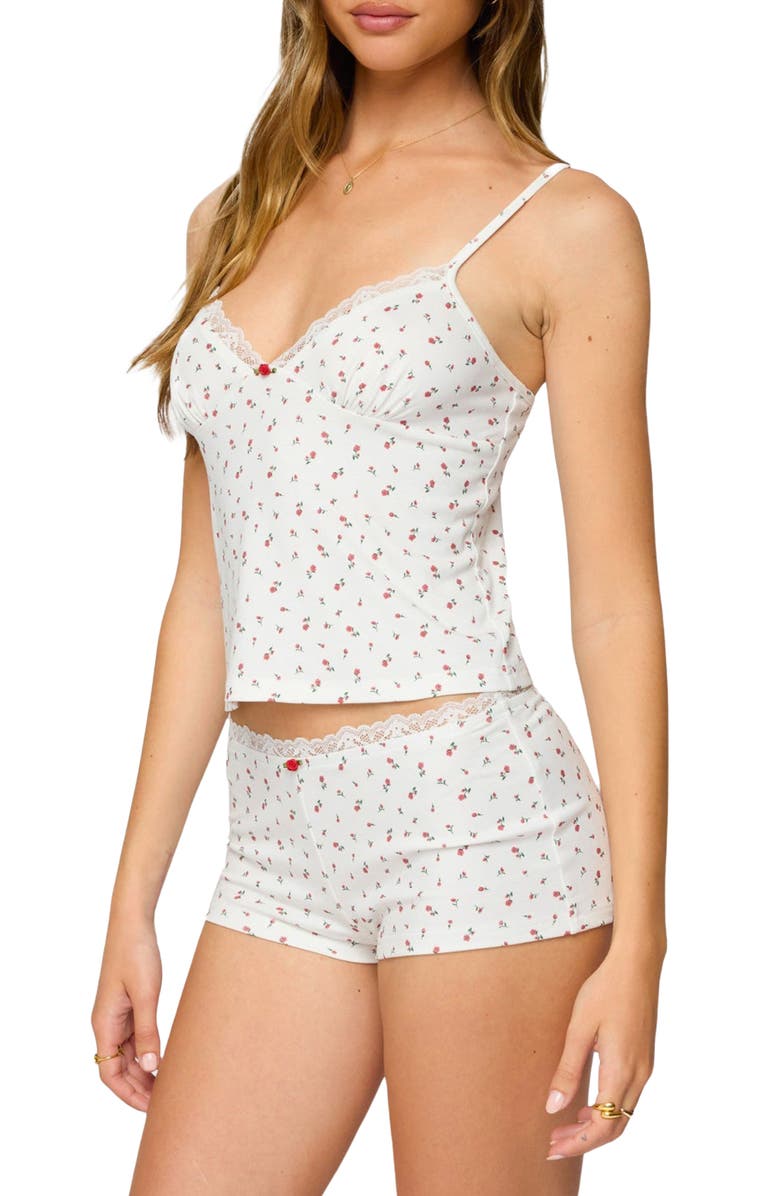 EDIKTED Viola Floral Lace Tank, Alternate, color, White