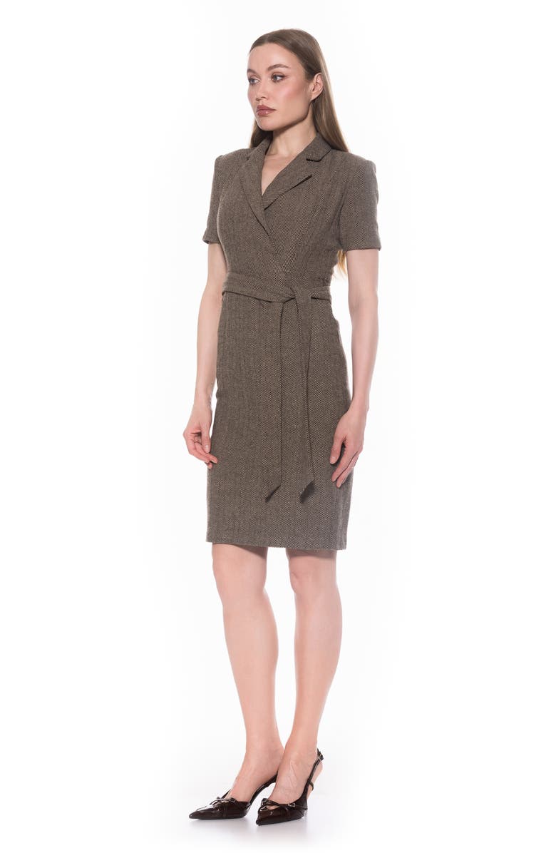 Alexia Admor Lynne Belted Sheath Dress, Alternate, color, Herringbone