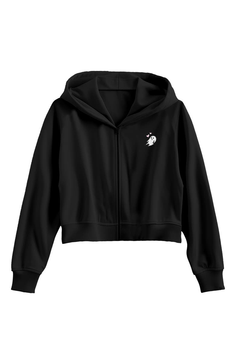 Heartly Ghost Fleece Zip Hoodie, Main, color, Black