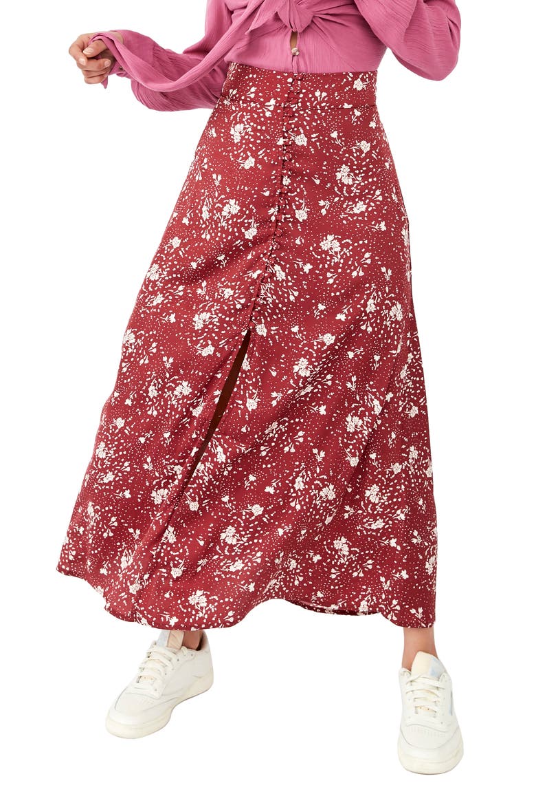 Sammy Floral Button-Up Skirt, Main, color, SWEET CRANBERRY