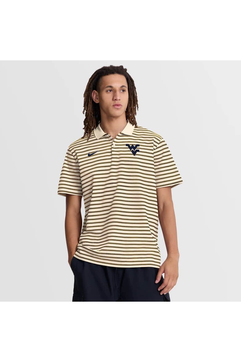 Men's Nike Cream West Virginia Mountaineers Primary Logo Striped Dri-FIT Polo, Main, color, Cream