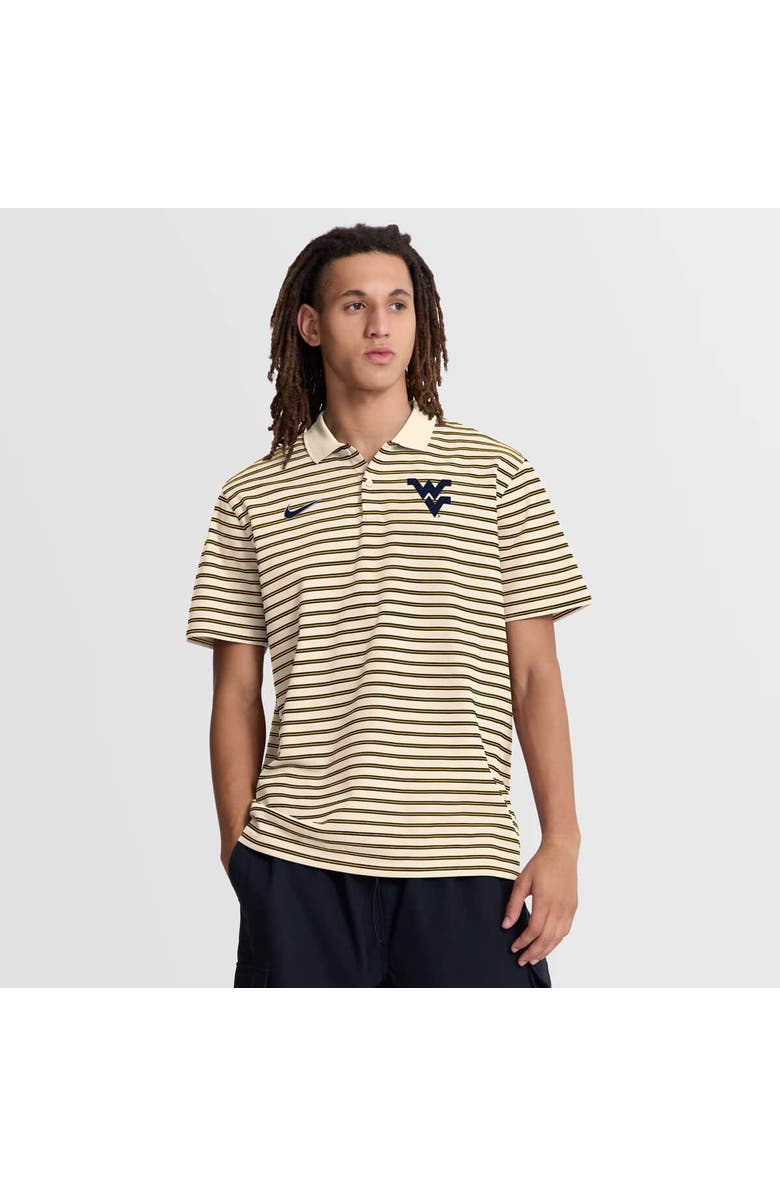Nike Men's Nike Cream West Virginia Mountaineers Primary Logo Striped Dri-FIT Polo, Main, color, Cream